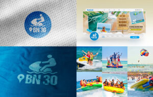 Création logo Tunisie pour BN30, une Base Nautique à Yasmine Hammamet. Déclinaison logo sur couverture facebook de la page officielle avec diverses photos des activités nautiques. Une réalisation Inkconception.