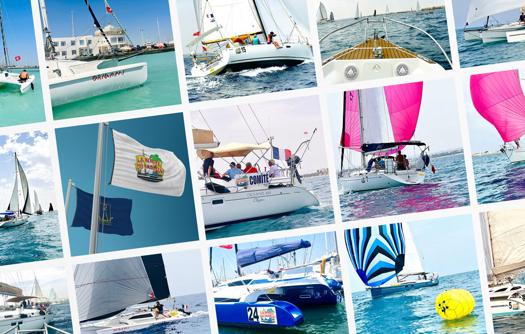 Port Yasmine Hammamet et la régate amicale La Route du Jasmin : Une rade animée par des voiles colorées (catamarans et trimarans) – Prises de vues immortalisées par Ink Conception.