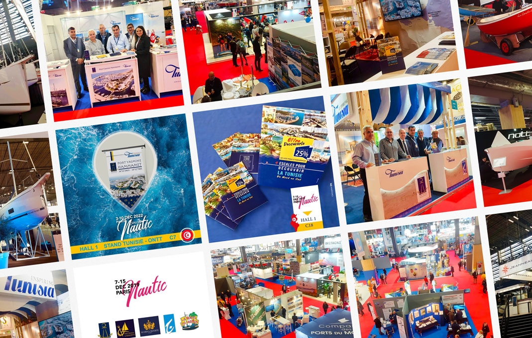Port Yasmine Hammamet au Salon Nautique de Paris. Posts Facebook réalisés par ink Conception pour promouvoir l'événement.